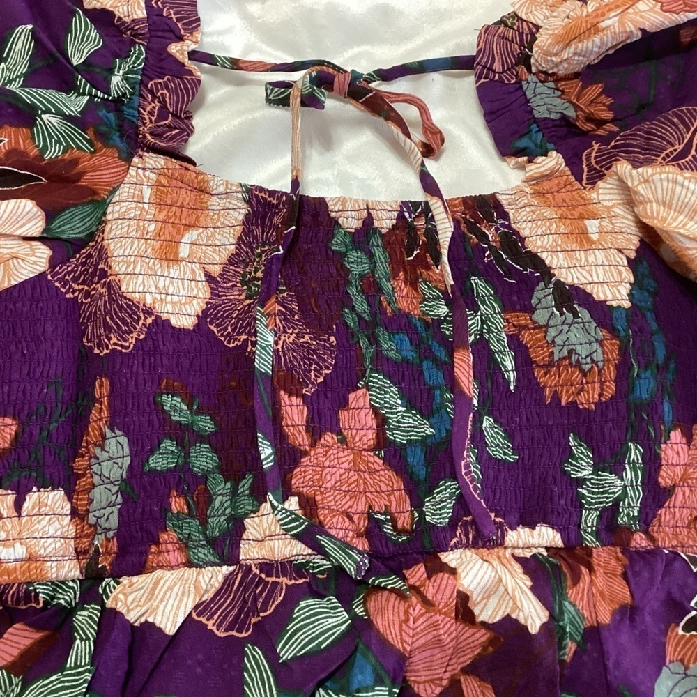 NEW Band of The Free Floral Crop Top Purple M Boho - Picture 5 of 9